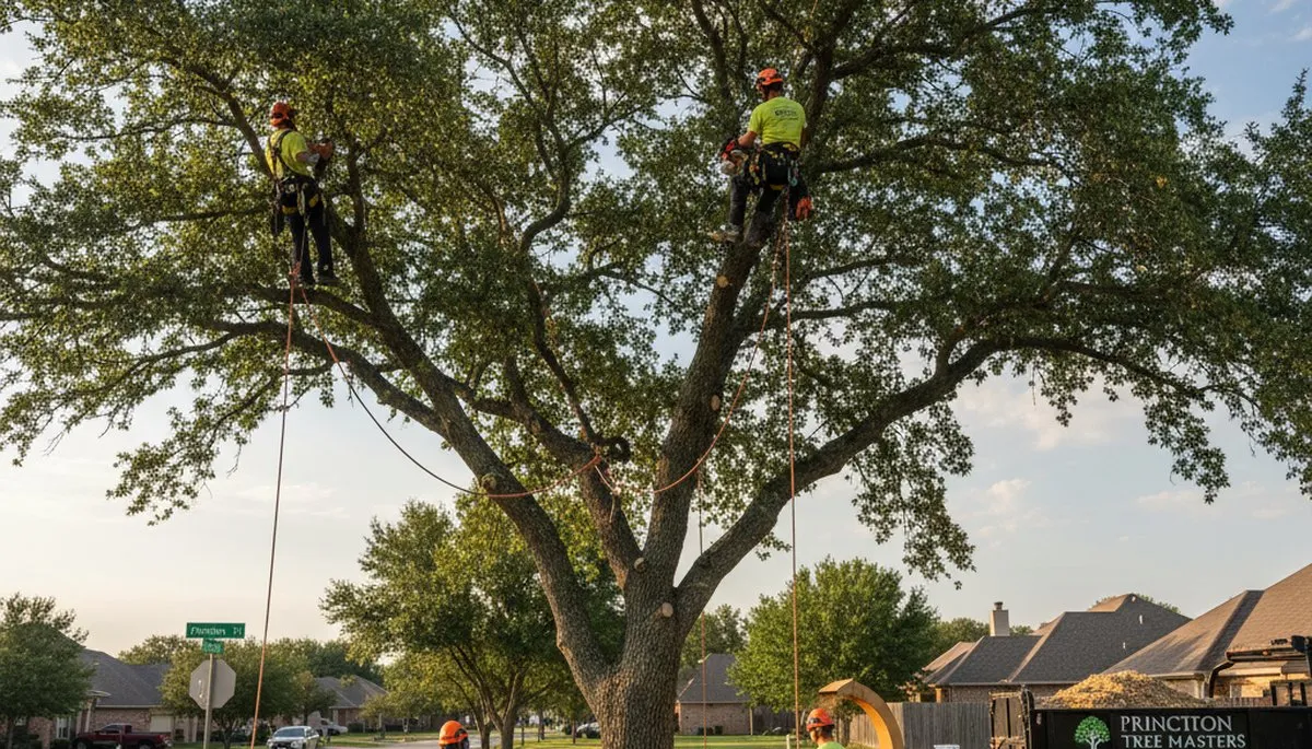 Professional tree removal service in Allen, TX safely clearing large oak trees